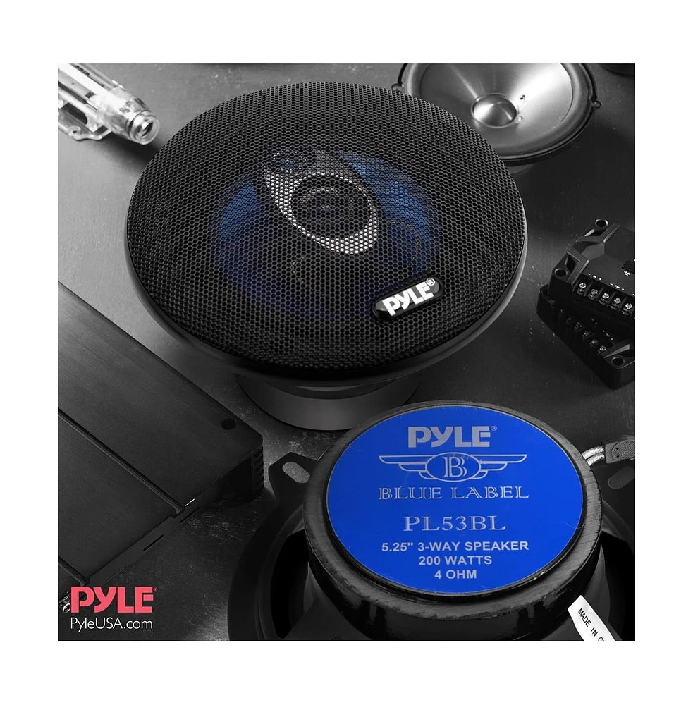 Pyle 5.25" Three-Way Car Speakers, 200 Watt, Blue