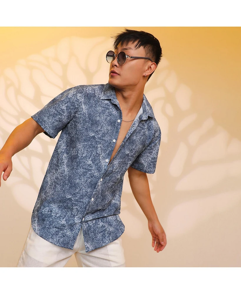 Campus Sutra Men's Navy Blue Contrast Hazy Shirt