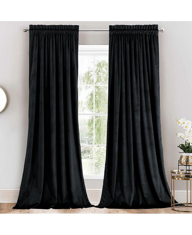 Heavyweight Velvet Curtain Rod Pocket Panels (Set of 2
