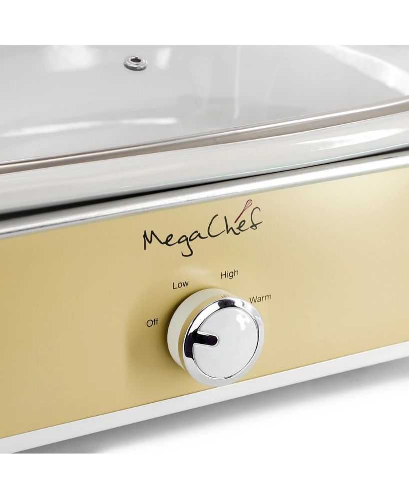 MegaChef 3.5 Quart Casserole Slow Cooker with 3 Temperature Settings in Cream