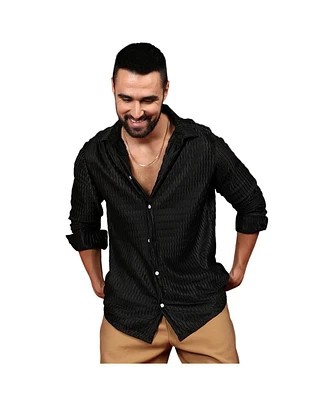 Men's Onyx Black Curly-Creased Shirt