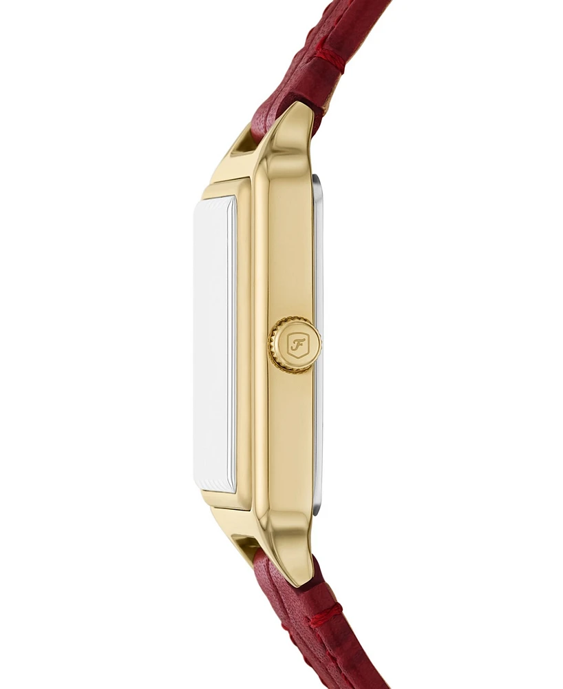 Fossil Women's Raquel Three-Hand Date Red Croco Leather Watch, 23mm