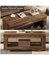 Tribesigns Coffee Table for Living Room, 43.3" Modern Farmhouse Coffee Table with Storage, 2-Tier Wood Rectangular Center Table Cocktail Living Room T