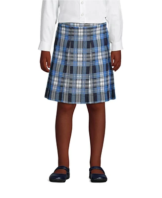 Lands' End Big Girls Plaid Box Pleat Skirt Top of the Knee