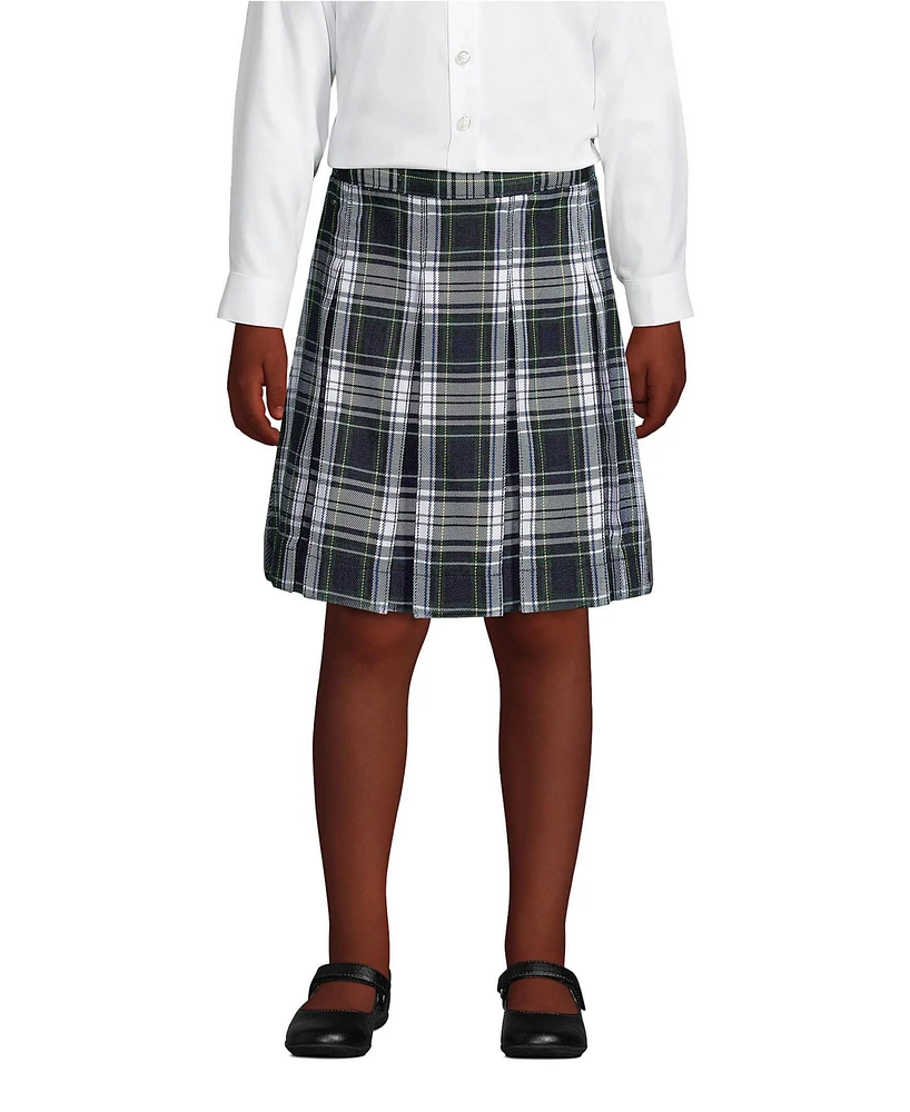 Lands' End Big Girls Plaid Box Pleat Skirt Top of the Knee