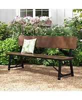 2 Pcs 4-Person Bench with All-Weather Hdpe Seat & Back Heavy-Duty Metal Support
