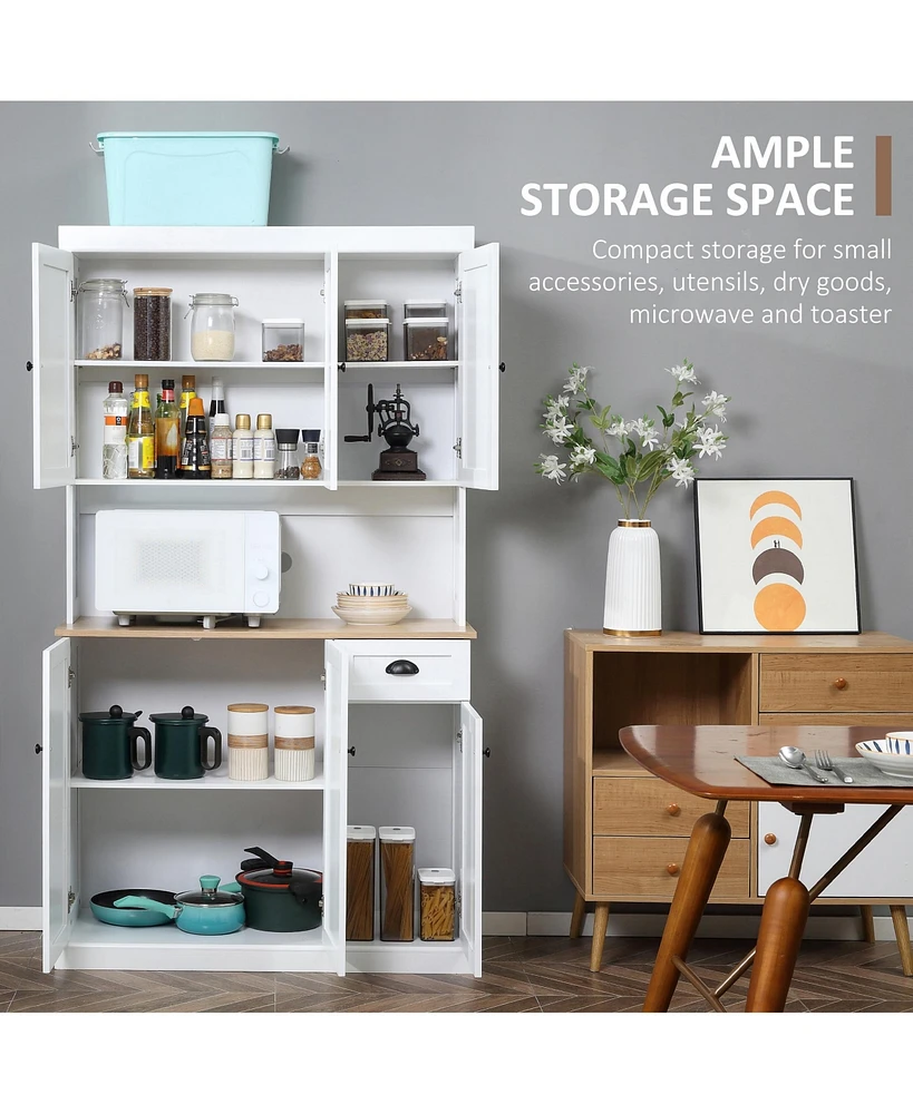 Homcom 71" Buffet with Hutch, Farmhouse Kitchen Pantry Storage Cabinet