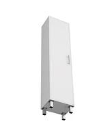 Dryden Tall Narrow Storage Cabinet with 5-Tier Shelf and Broom Hangers, White