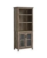Homcom 71" Freesding Bookshelf Storage Cabinet Hutch w/ Glass Doors, Natural