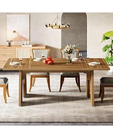 Tribesigns 71" Large Dining Table for 6 People, Farmhouse Dinner Table, Wood Rectangular Dining Table with Thickened Legs for Kitchen, Dining Roo