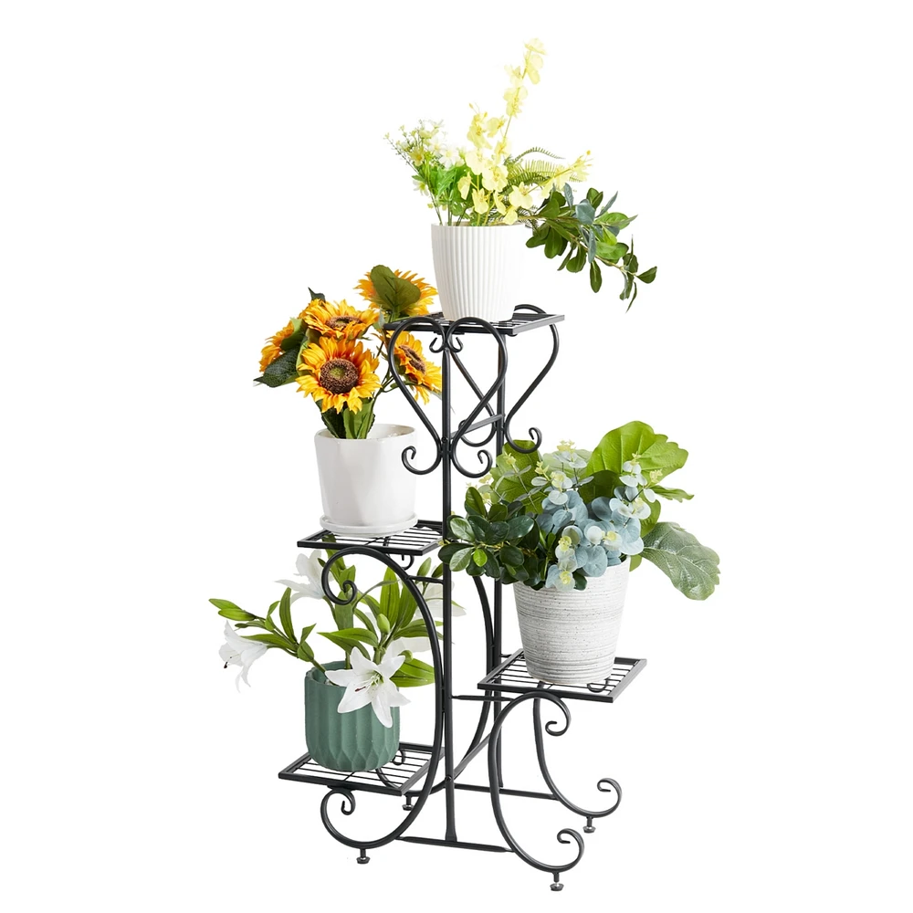 Unho 4 Tier Plant Stand Outdoor Garden Metal Flower Display Rack Shelf Home Decor