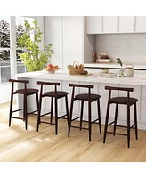 Bar Chair Counter Height Stools Set of with Acacia Wood Frame Supporting Legs