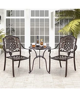 Pcs Patio Cast Aluminum Chairs Outdoor Metal Armchairs with Ergonomic Curved Seat