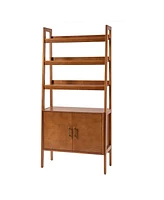 Hulala Home Augusto Mid-century Modern 76'' H x 36'' W Solid Wood Ladder Bookcase with Legs
