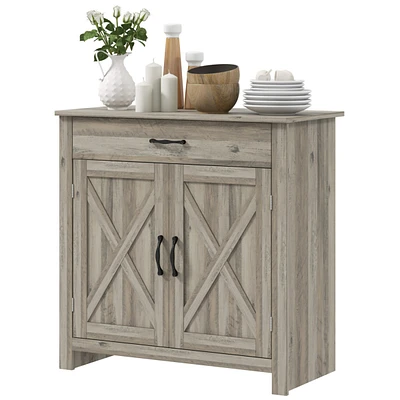 Farmhouse Sideboard Buffet Cabinet, Barn Door Coffee Bar Cabinet with Drawer and Adjustable Shelf, Kitchen Cabinet for Living Room, Entryway
