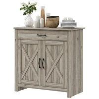 Farmhouse Sideboard Buffet Cabinet, Barn Door Coffee Bar Cabinet with Drawer and Adjustable Shelf, Kitchen Cabinet for Living Room, Entryway