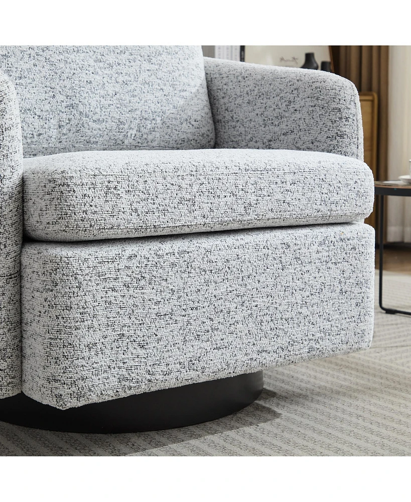 31.5" W Swivel Accent Chair and Comfy Round Accent Single Sofa Chair, 360 Degree Club Chair, Lounge Armchair for Living Room, Bedroom.Nursery.Whi