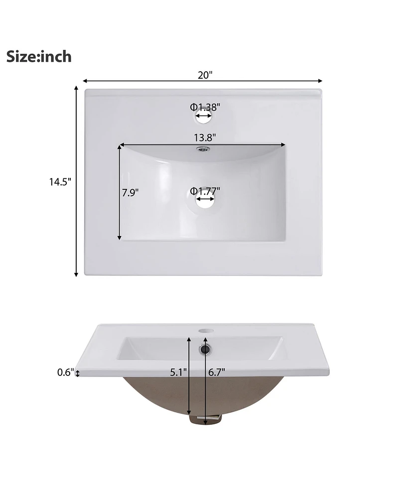 20" Vanity Cabinet with Basin and Soft-Close Door