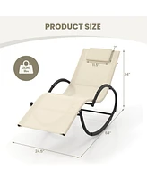 Pcs Outdoor Rocking Lounge Chair with Removable Headrest Breathable Backrest & Seat