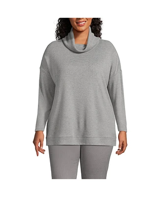 Lands' End Plus Long Sleeve Cozy Knit Cowl Neck Tunic