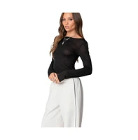 Edikted Womens Rach Sheer Boat Neck Top