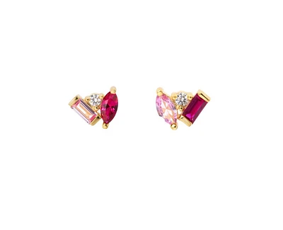 Sterling Silver Ruby and Pink Sapphire Celeste Stud Earrings