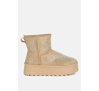 Xoras Chunky Rhinestones Ankle Boots