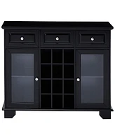 Kings Brand Furniture Buffet Server Sideboard Cabinet with Wine Storage, Black