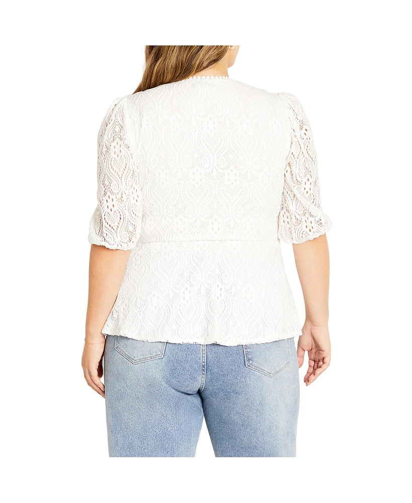 City Chic Plus Christa Lace Top