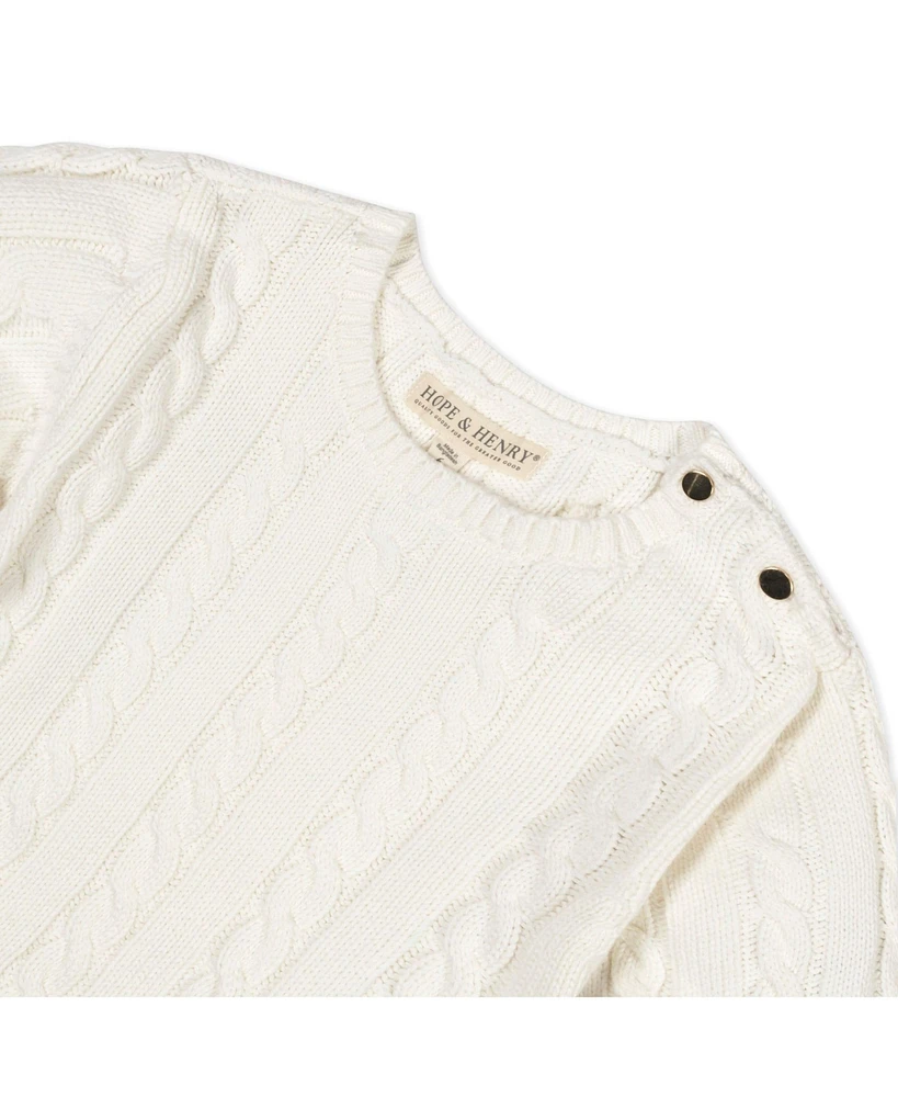 Hope & Henry Baby Girls Organic Long Sleeve Schoolgirl Cable Sweater Dress