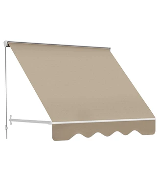 6' Drop Arm Manual Retractable Window Awning Sun Shade Shelter for Patio Balcony Outdoor, Aluminum, Cream White