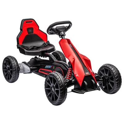12V Electric Go Kart for Kids, Outdoor Ride-On Toy with Forward Backward Drive & Adjustable Speed, Gift for Child 3-8 Years Old, Red