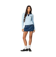 Edikted Womens Contrast Bow Polo Top