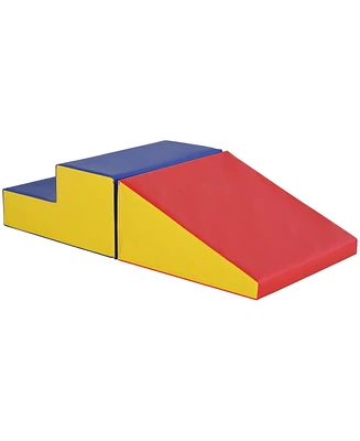 2 Piece Climb and Crawl Activity Play Set Soft Secure Foam Playset for Toddler Preschooler Indoor Play Equipment Baby Learning Toys Multicolor