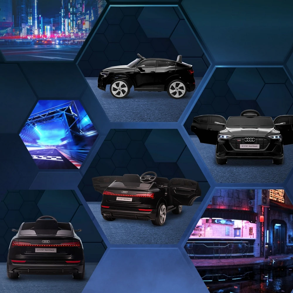 12V Kids Electric Ride On Car, Audi E-tron, Battery Powered Toy with Parent Remote Control, Suspension System, Auxiliary Wheels, Led Lights, Music and