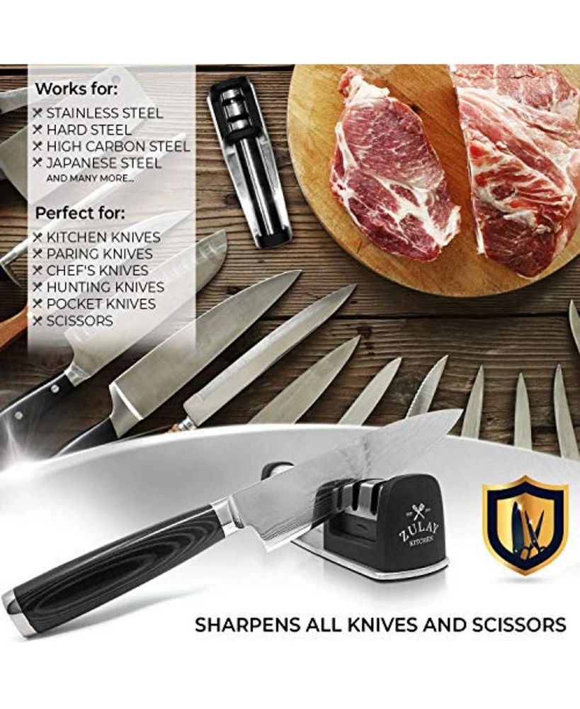 Zulay Kitchen Knife Sharpener & Cut-Resistant Glove (2-Stage Knife Sharpening)