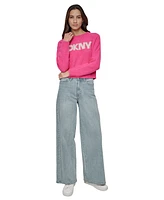 Dkny Jeans Women's Tinsel Logo Boucle Sweater - J1L