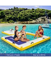 8 ft x 8 ft Inflatable Floating Dock with Mesh Swim Lounge Removable Insert