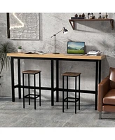 28" Bar Stools Set of 4 Backless Dining Stools with Footrest Sturdy Metal Frame