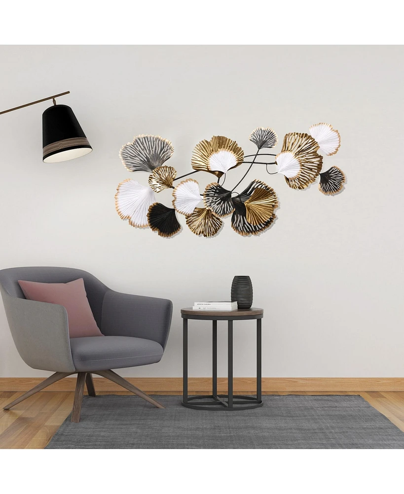 LuxenHome Metal Ginkgo Leaves Modern Wall Decor