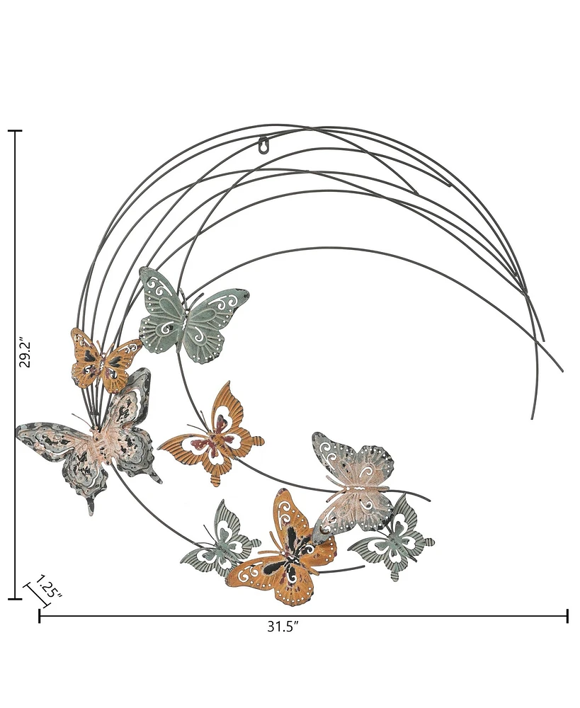 LuxenHome Metal Butterflies Moon Indoor/Outdoor Wall Decor