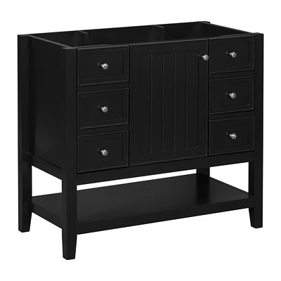 36" Bathroom Vanity without Sink, Cabinet Base Only, One Cabinet and three Drawers