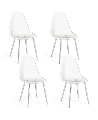 Dining Chair Set of 4 with Heavy-Duty Electroplated Metal Legs Curved Back Armless