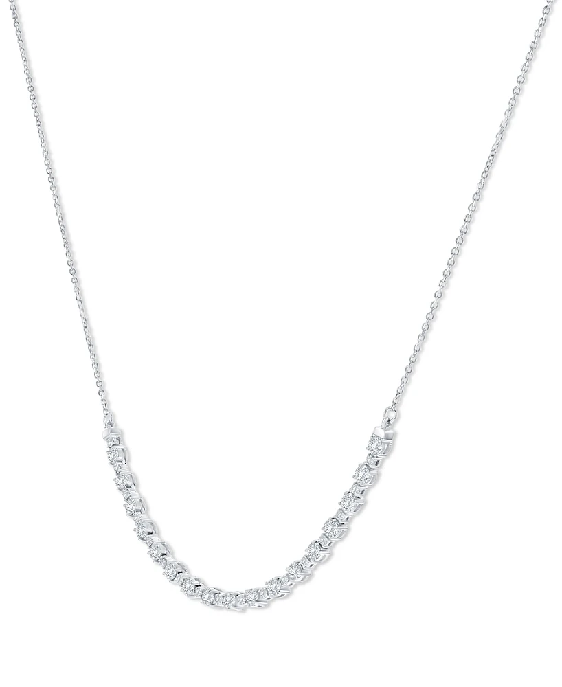 Diamond Curved Bar Collar Necklace (1-1/2 ct. t.w.) 14k White or Yellow Gold, 16" + 2" extender