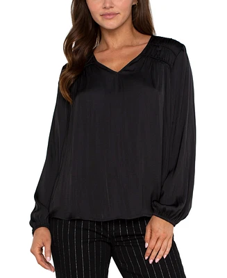 Liverpool Los Angeles Women's Smocked V-Neck Top