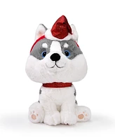 Geoffrey's Toy Box 10" Husky with Christmas Hat Plush Toy, Created for Macy's