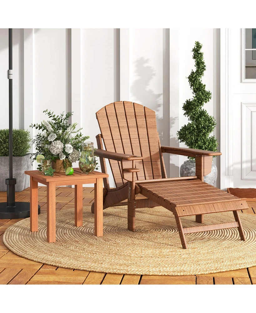 Sugift Patio Hardwood Square Side Table with Slatted Tabletop