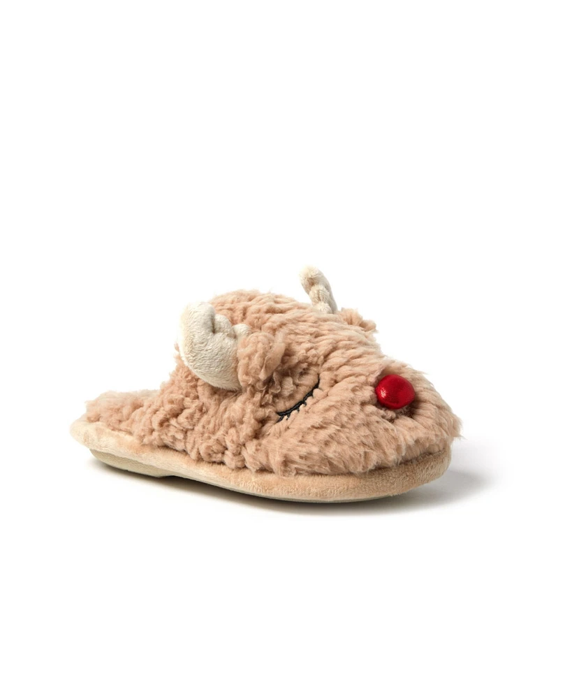 Dearfoams Kids Holiday Christmas Reindeer Scuff Slipper