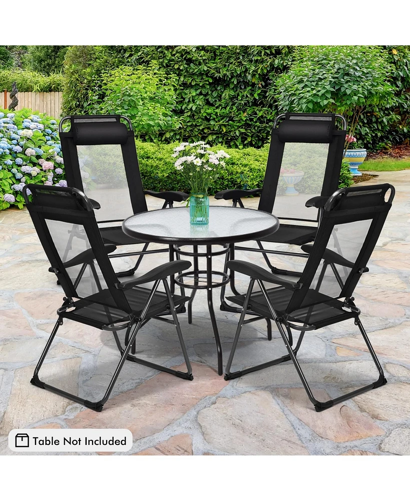 Sugift 2 Pieces Patio Adjustable Folding Recliner Chairs with 7 Level Adjustable Backrest