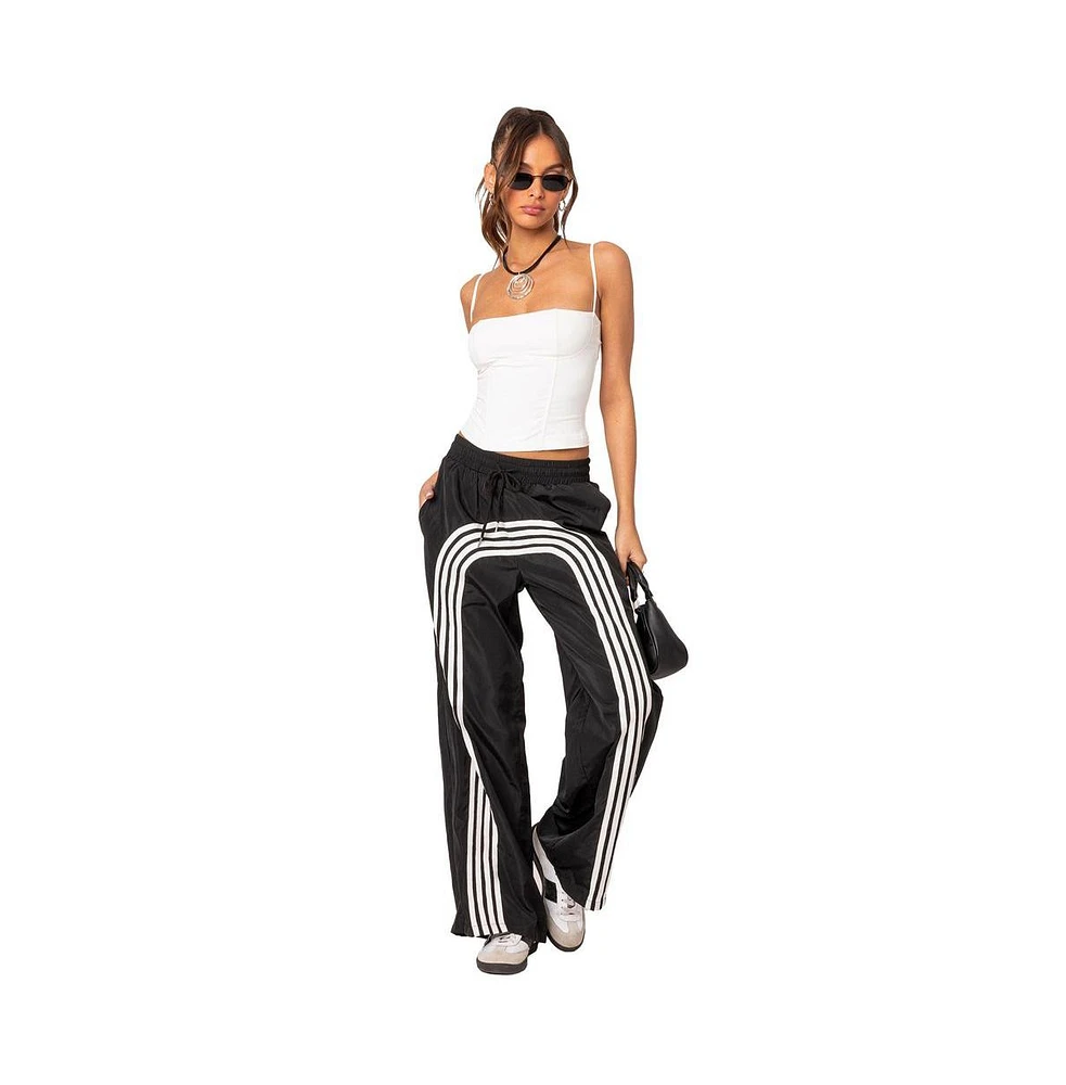 Women's Wide striped nylon track pants